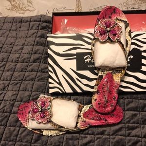 Helens heart pink crystal thong sandals